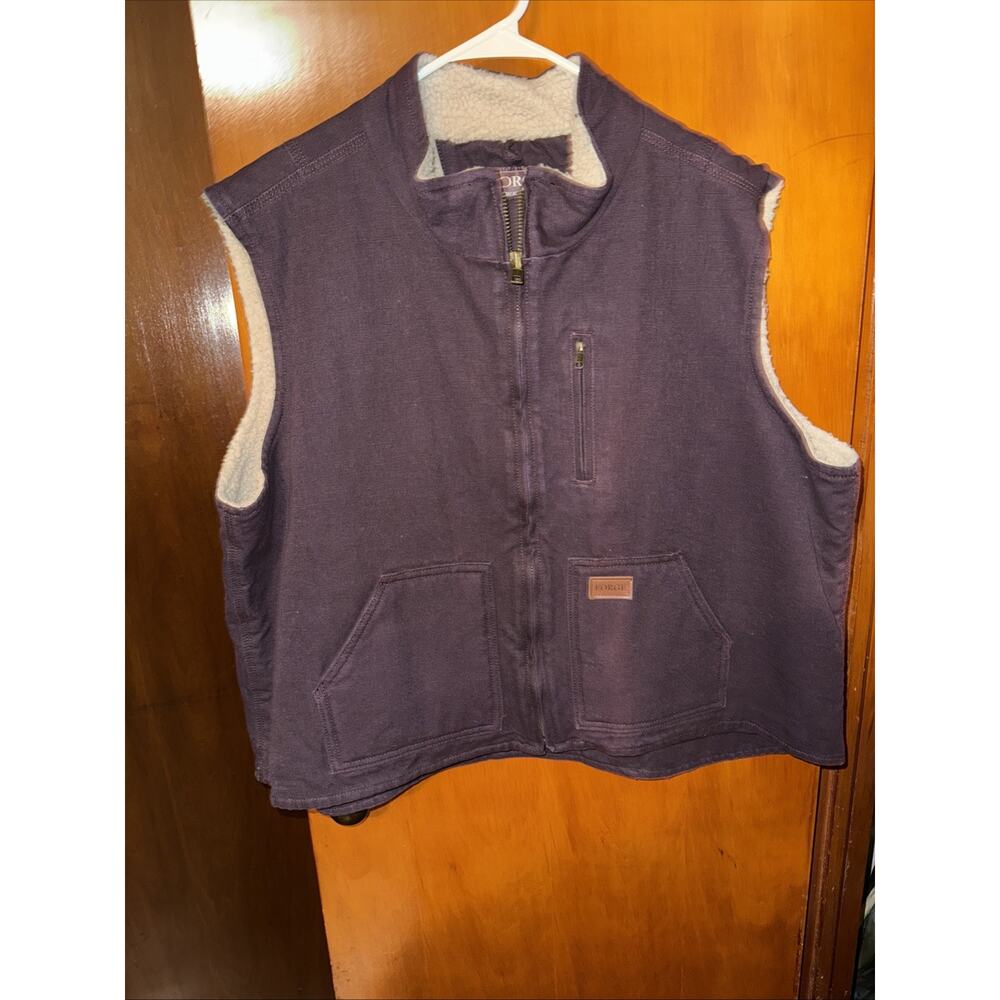 Forge Work Wear Purple Canvas Sherpa Lined Work Vest Womens 3XL Pockets Zippers